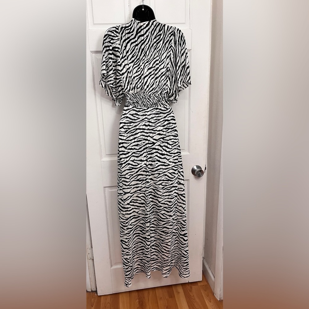 Maje Rachelle Shirred Zebra-Print Jacquard Maxi Dress Size 36 or S - Picture 6 of 16